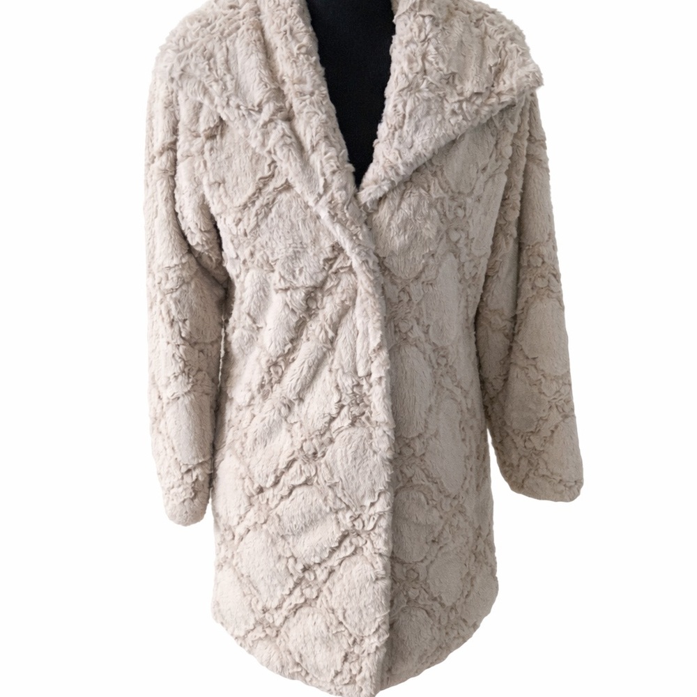Dennis Basso XXS Beige Faux Fur Teddy Coat Jacket